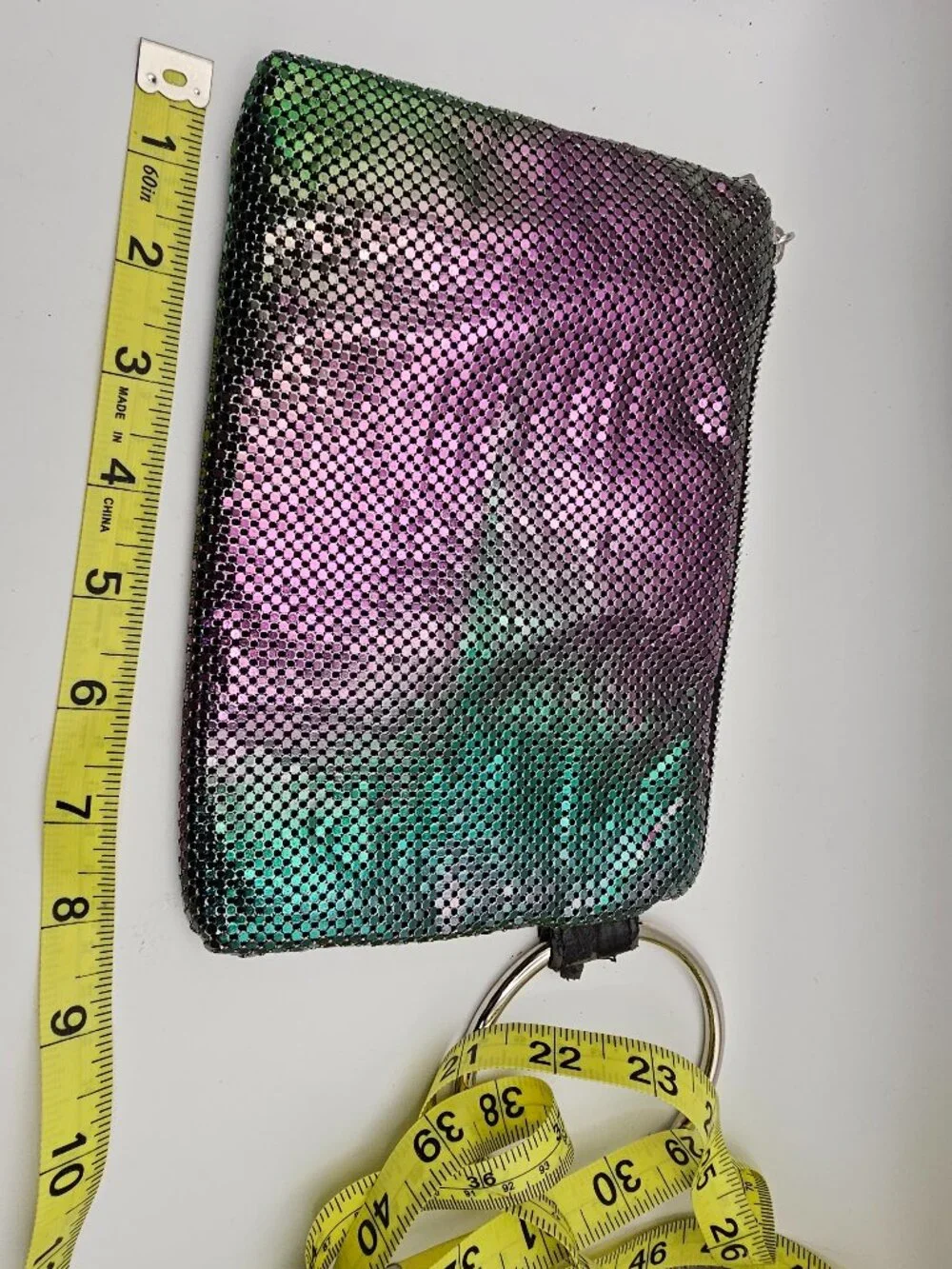 INC Metallic Ombre Mesh Ring Wristlet – Chevron Chainmail Clutch